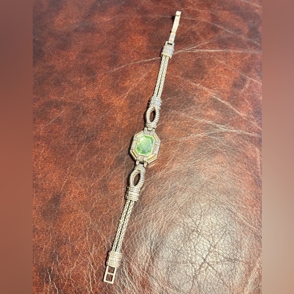 Brighton silver plate green crystal bracelet